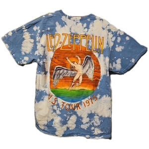 Led Zeppelin US Tour 1975 Blue Sky Tie Dye Shirt Sz Medium Double Sided Graphic